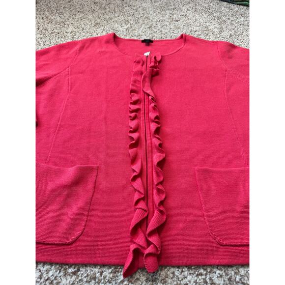 TALBOTS Sweater/Blazer/Jacket, size 2X; Cotton Blend with Ruffle; 2/3 Sleeves - Picture 11 of 12